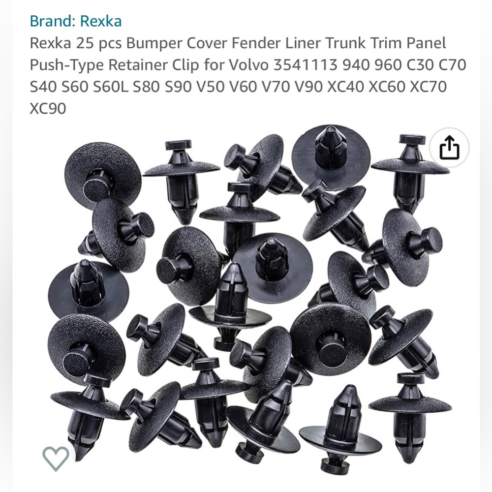 Rexka 25-Piece Volvo Push-Type Retainer Clips